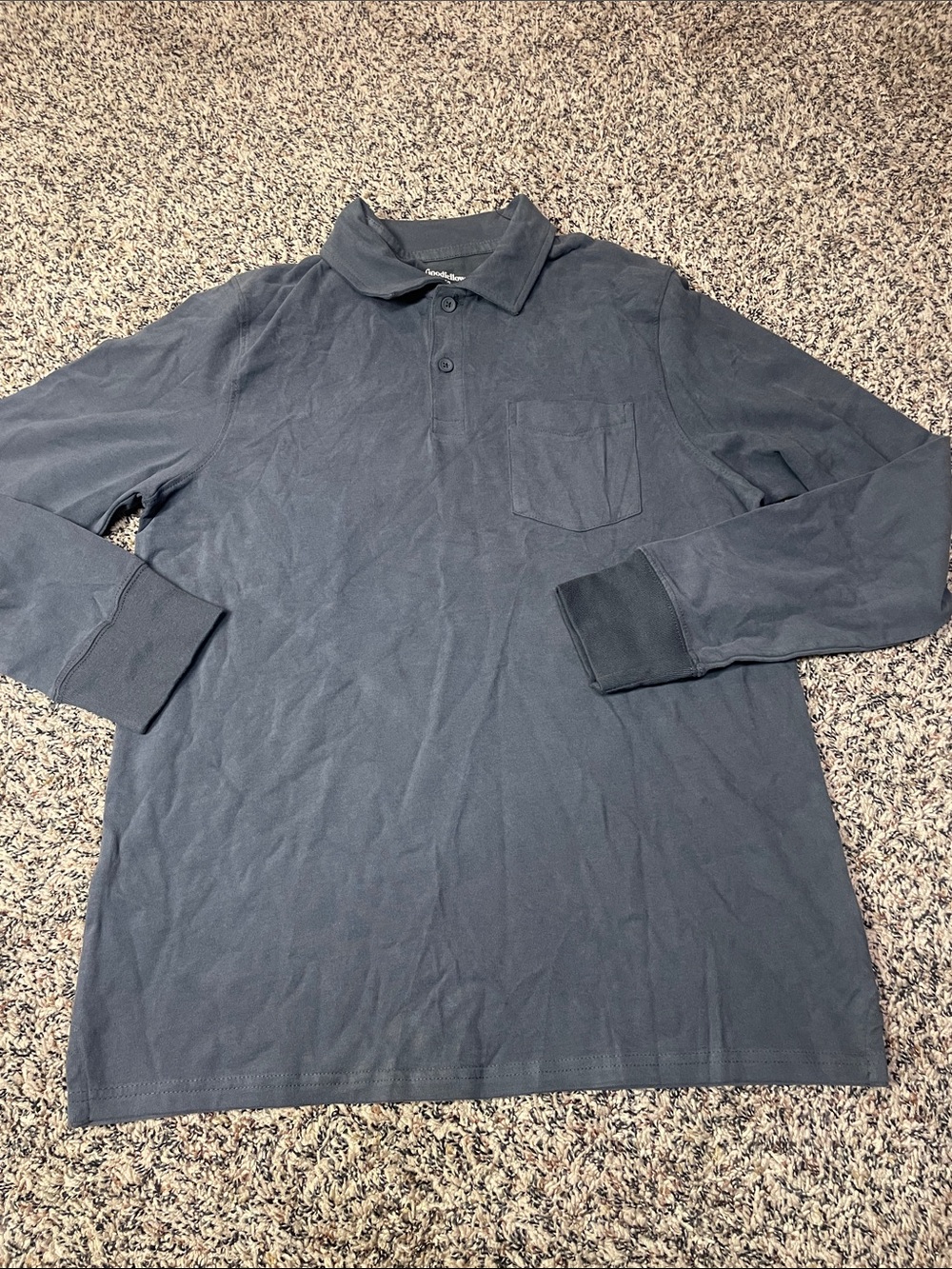 Goodfellow & Co. Men's Soft Long-Sleeve Polo Shirt Dark Gray Size M | NWOT